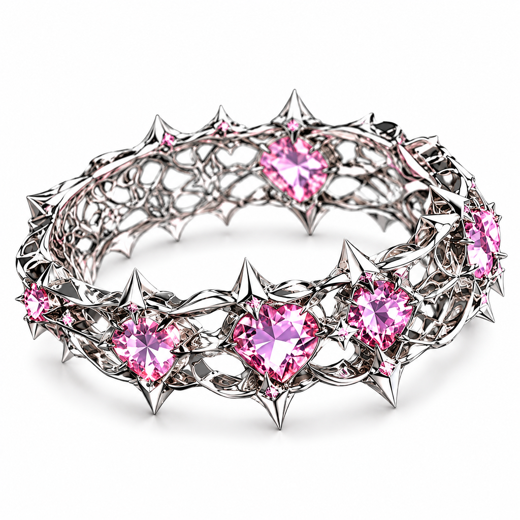 Pink Crystal Thorn Band Ring