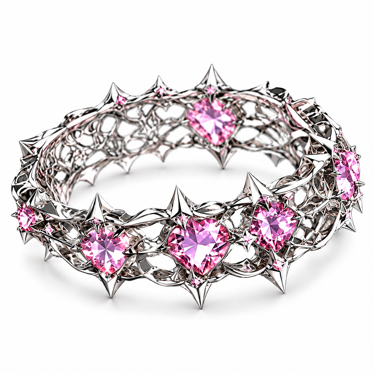 Pink Crystal Thorn Band Ring