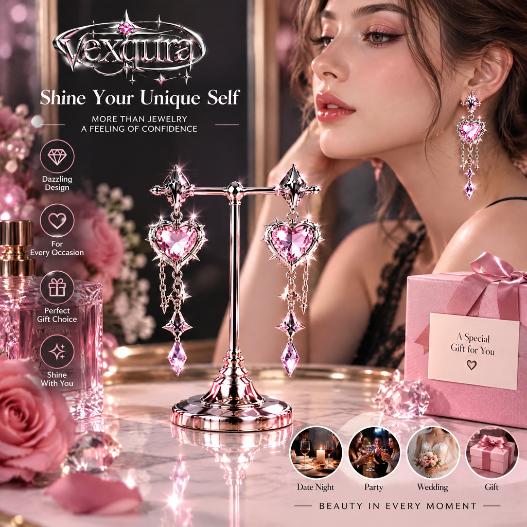 Heart Star Drop Earrings