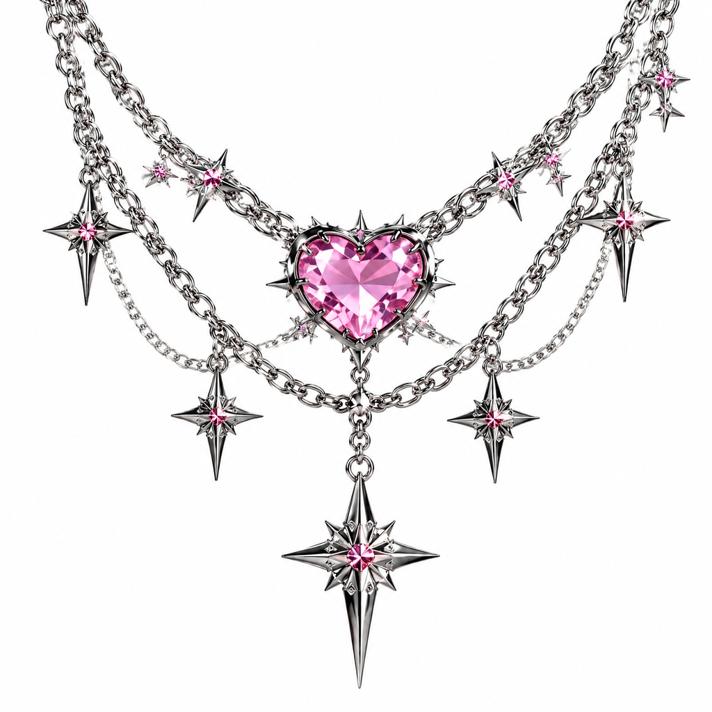 Pink Galaxy Layered Heart Necklace