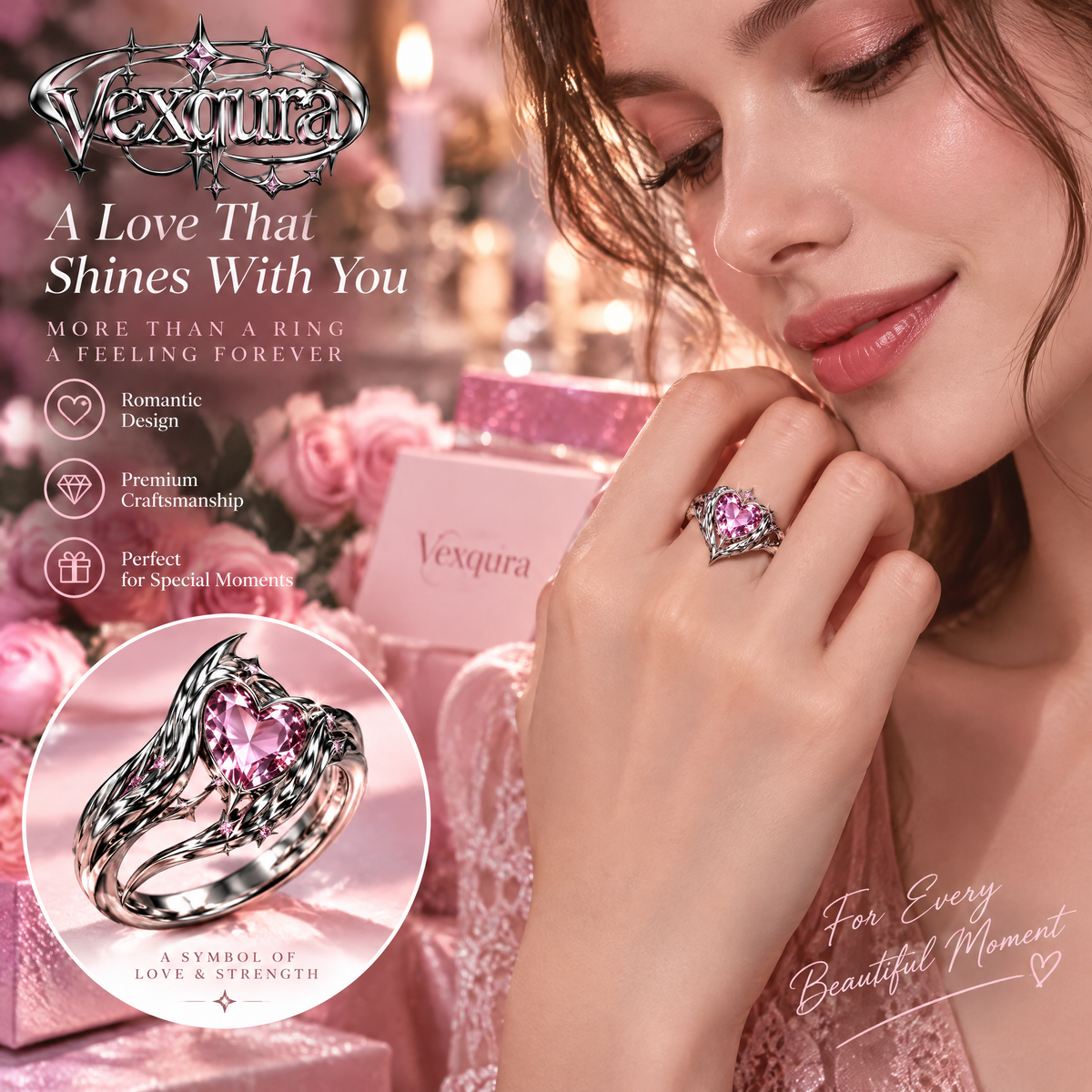 Aurora Heart Wave Ring