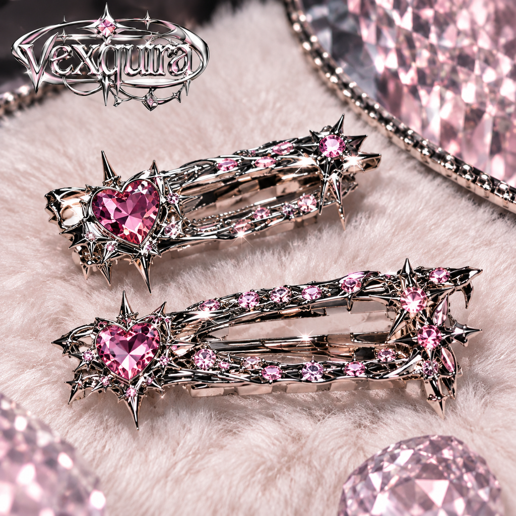 Crystal Star Heart Hair Clips Set