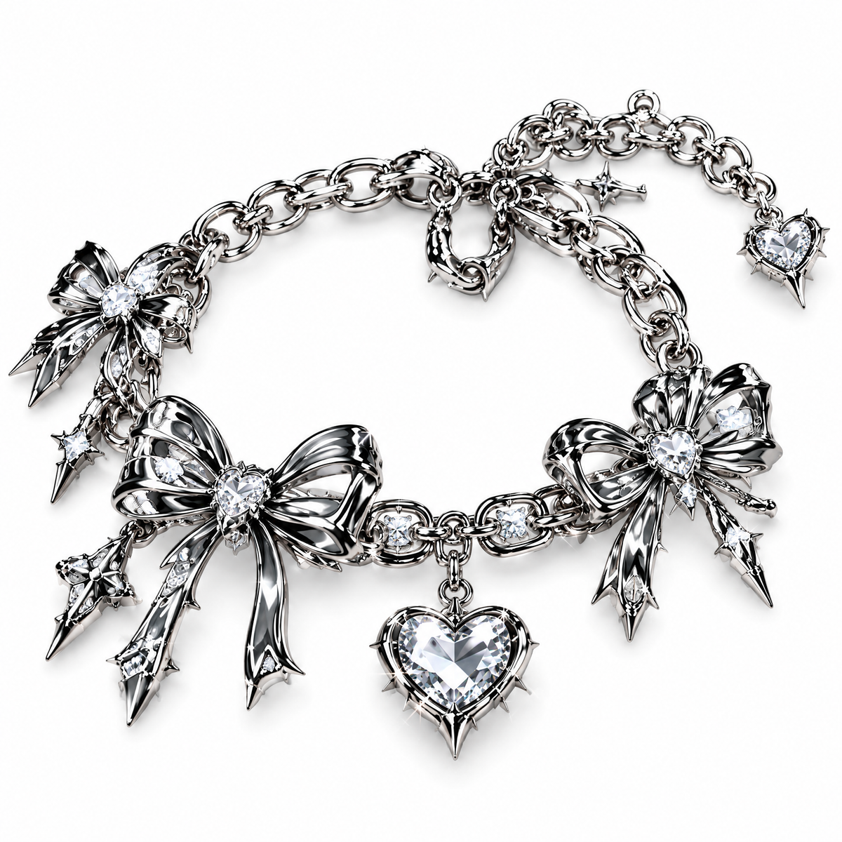 Butterfly Heart Charm Bracelet