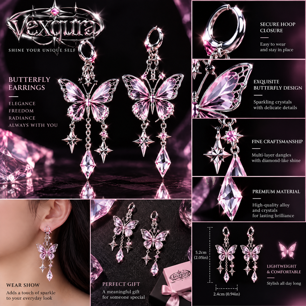 Butterfly Crystal Drop Earrings