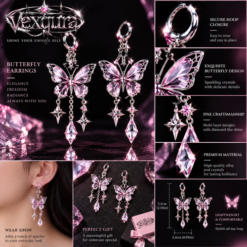 Butterfly Crystal Drop Earrings