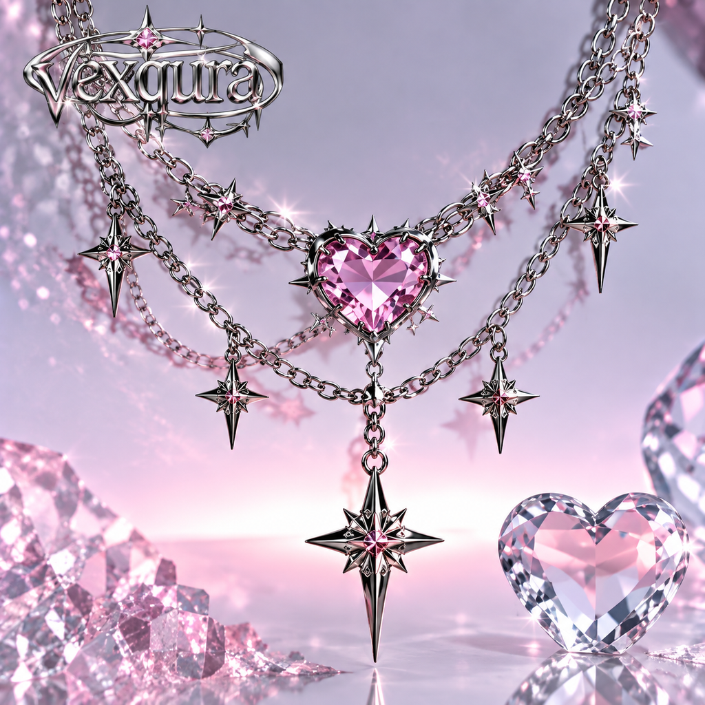 Pink Galaxy Layered Heart Necklace