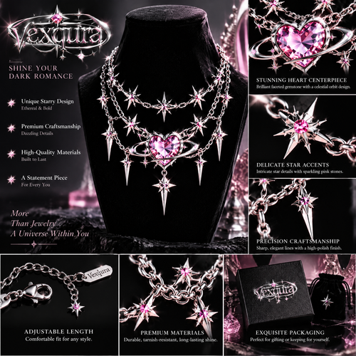 Cosmic Orbit Heart Necklace