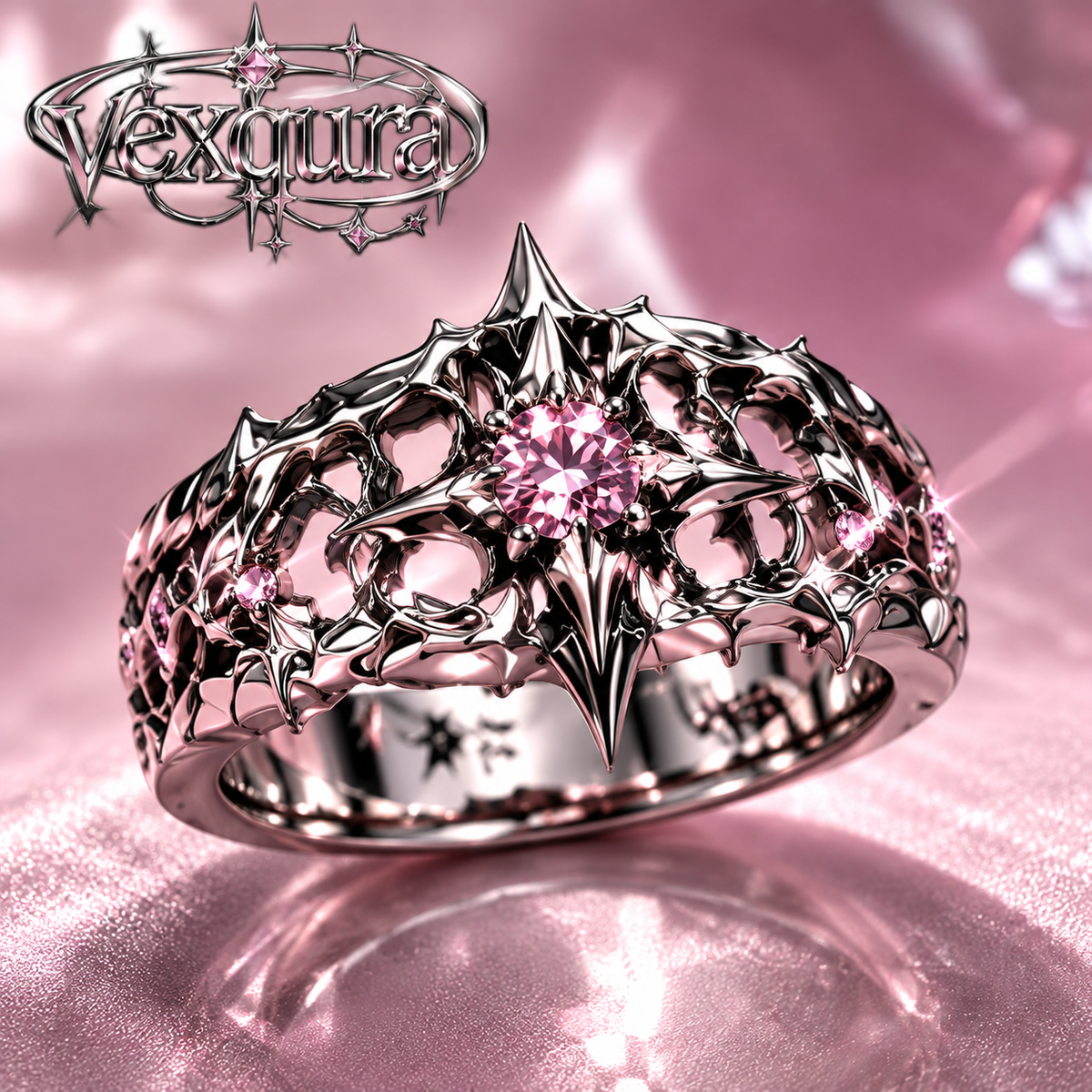 Gothic Thorn Crystal Crown Ring