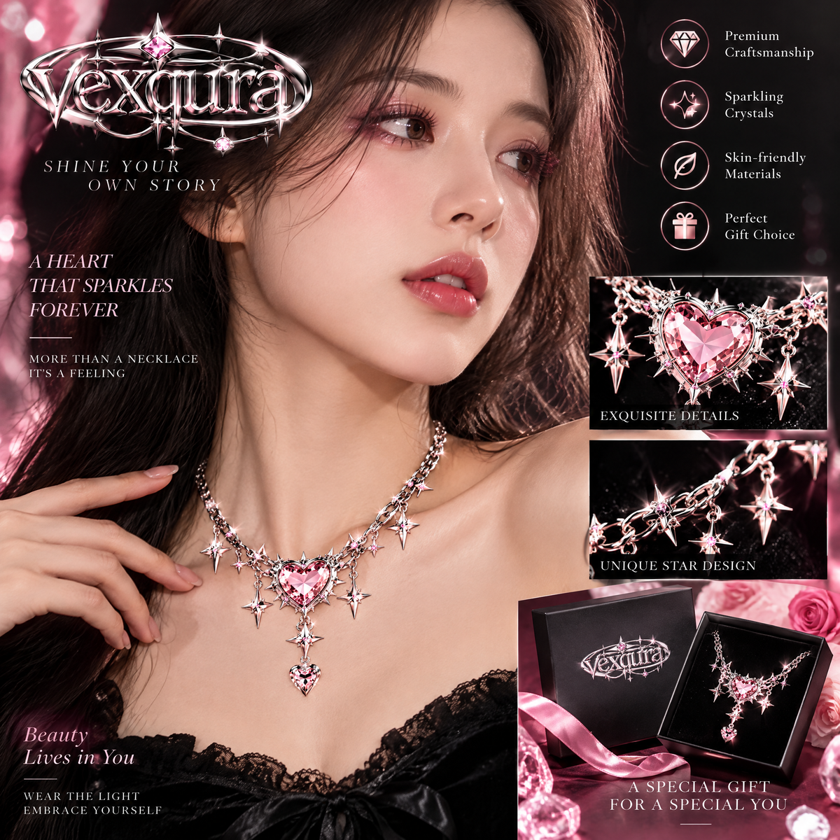 Celestial Heart Spike Necklace
