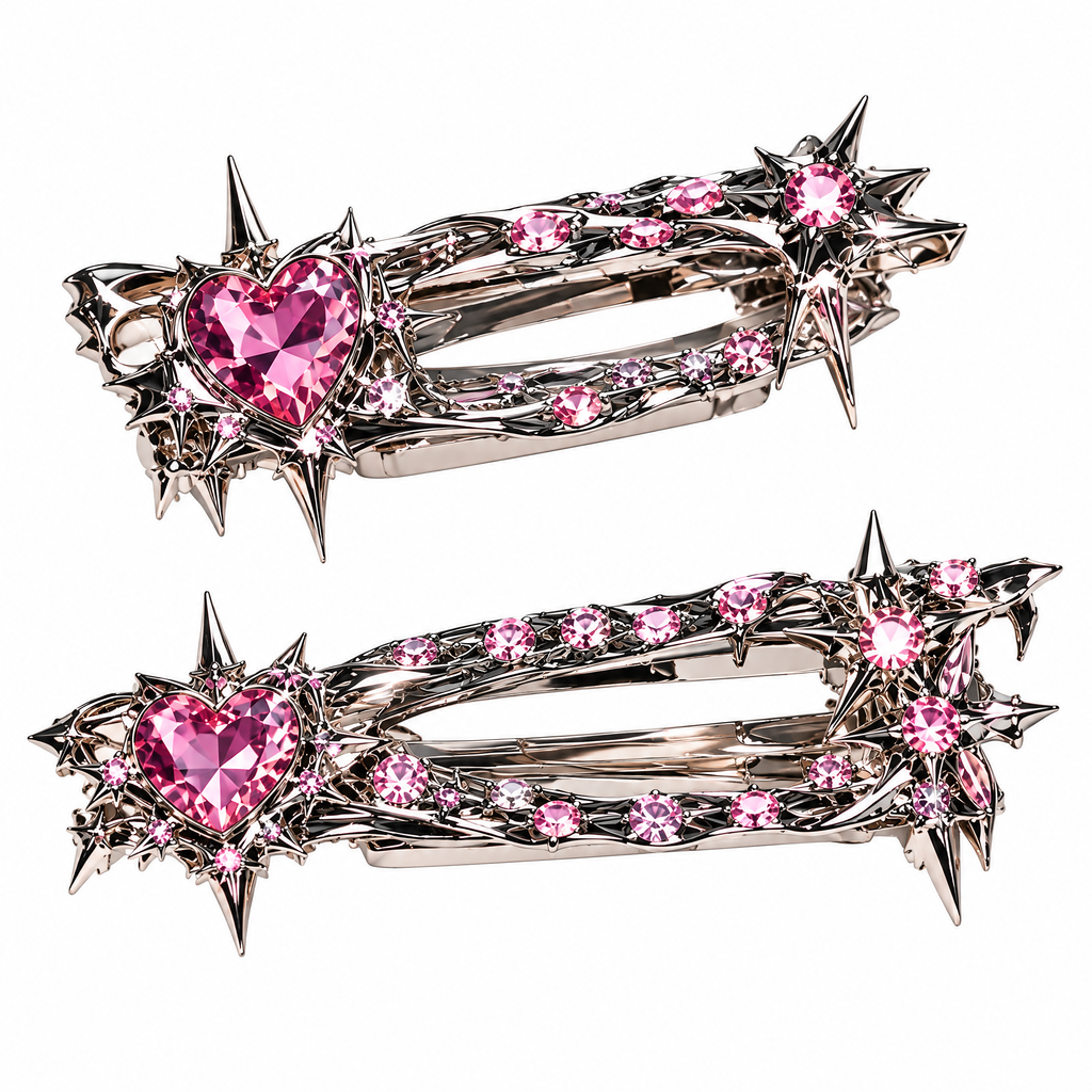 Crystal Star Heart Hair Clips Set