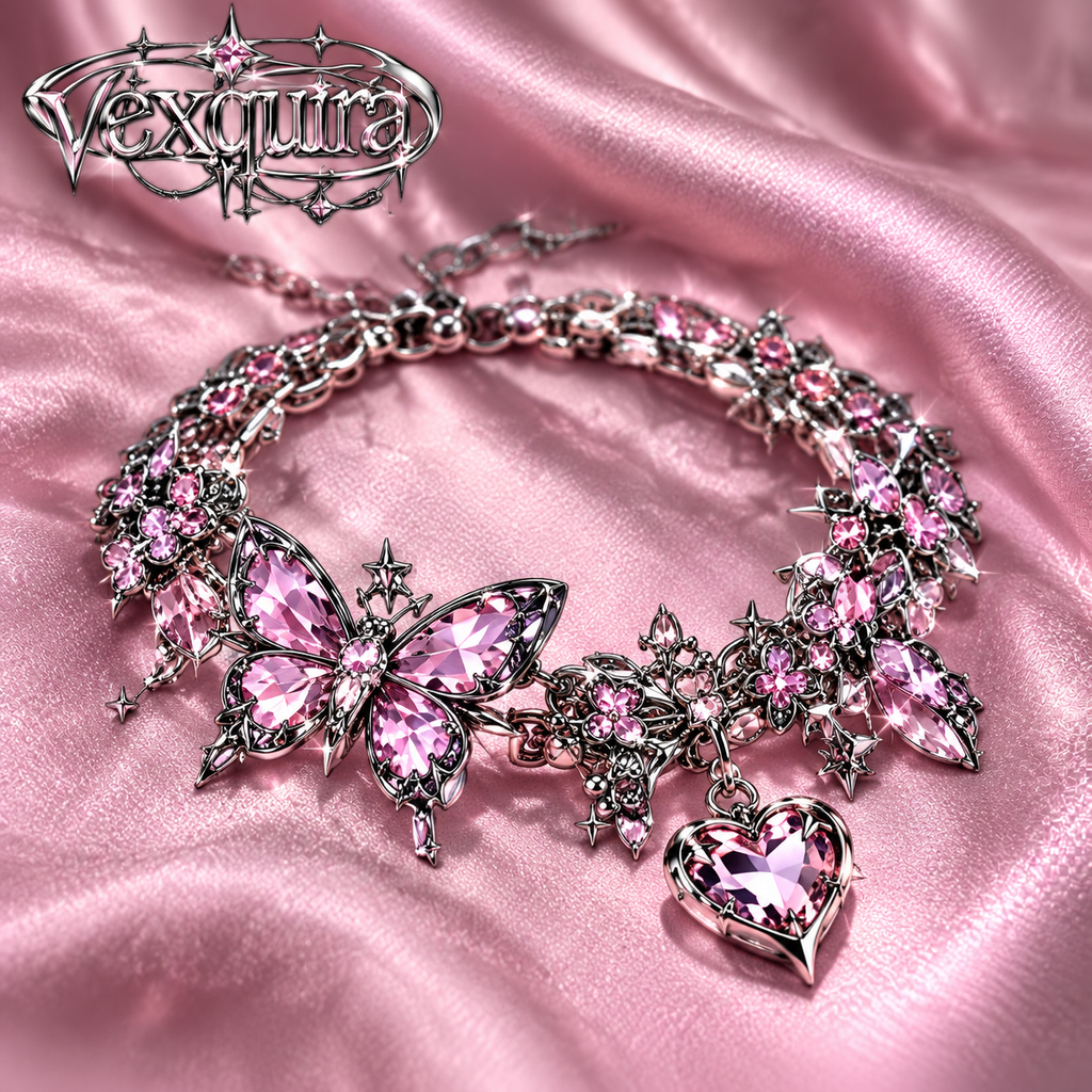 Pink Butterfly Crystal Bracelet