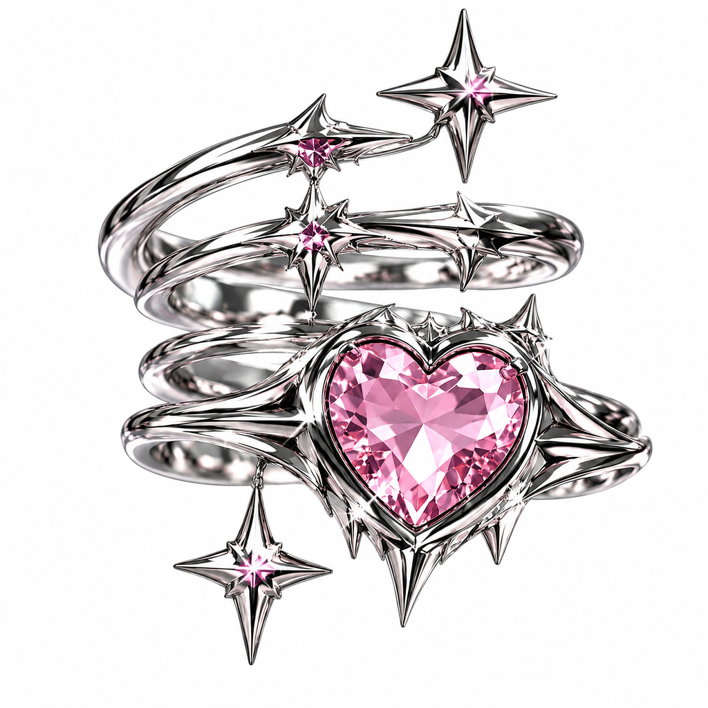 Starlight Spiral Heart Ring