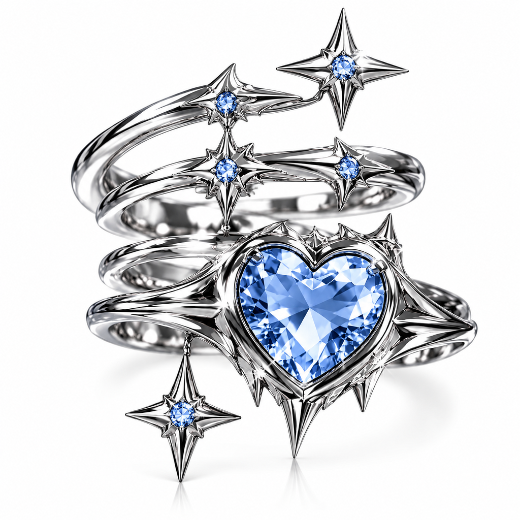 Starlight Spiral Heart Ring