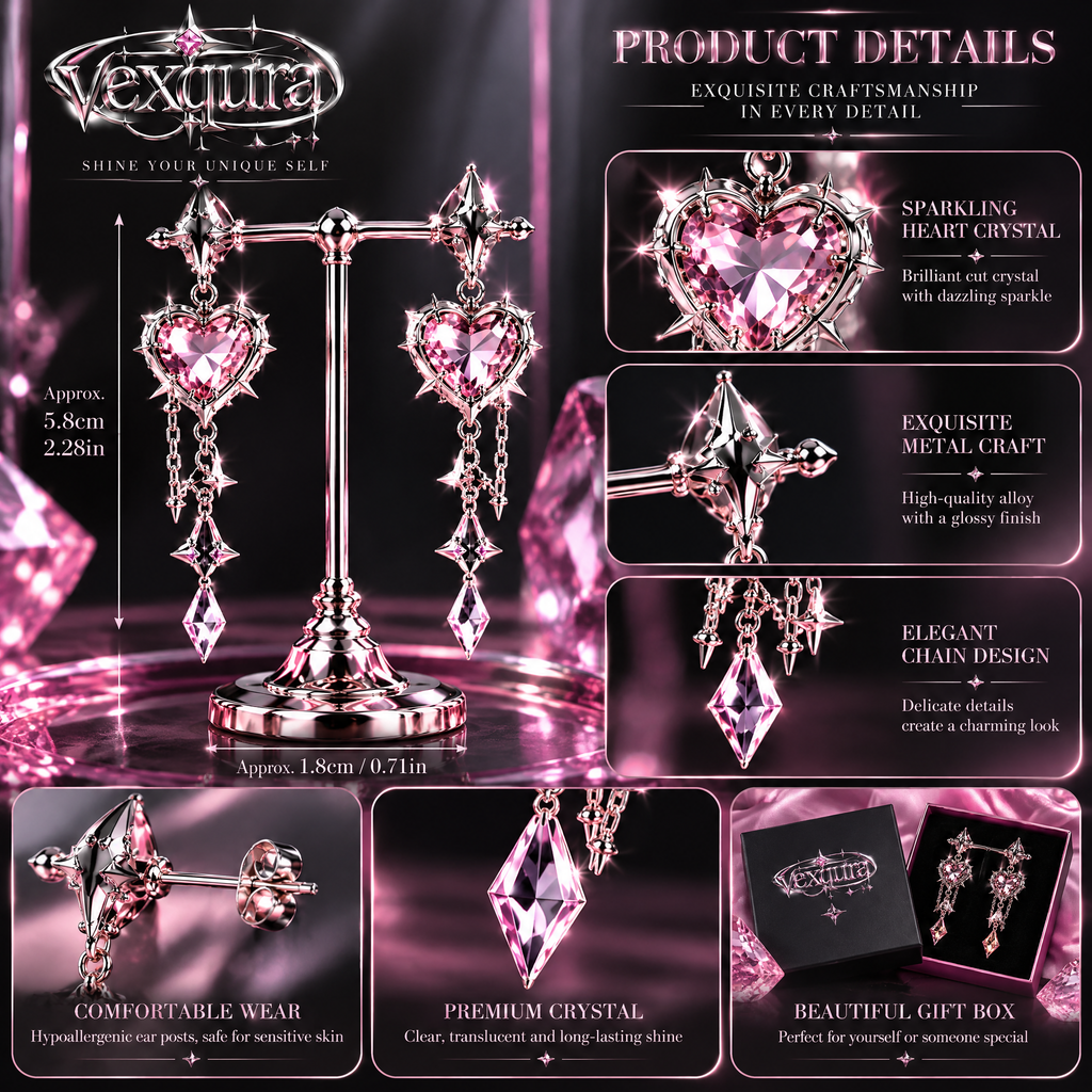 Heart Star Drop Earrings