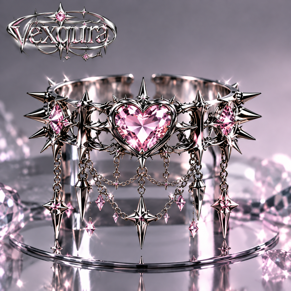 Gothic Heart Spike Cuff Bracelet