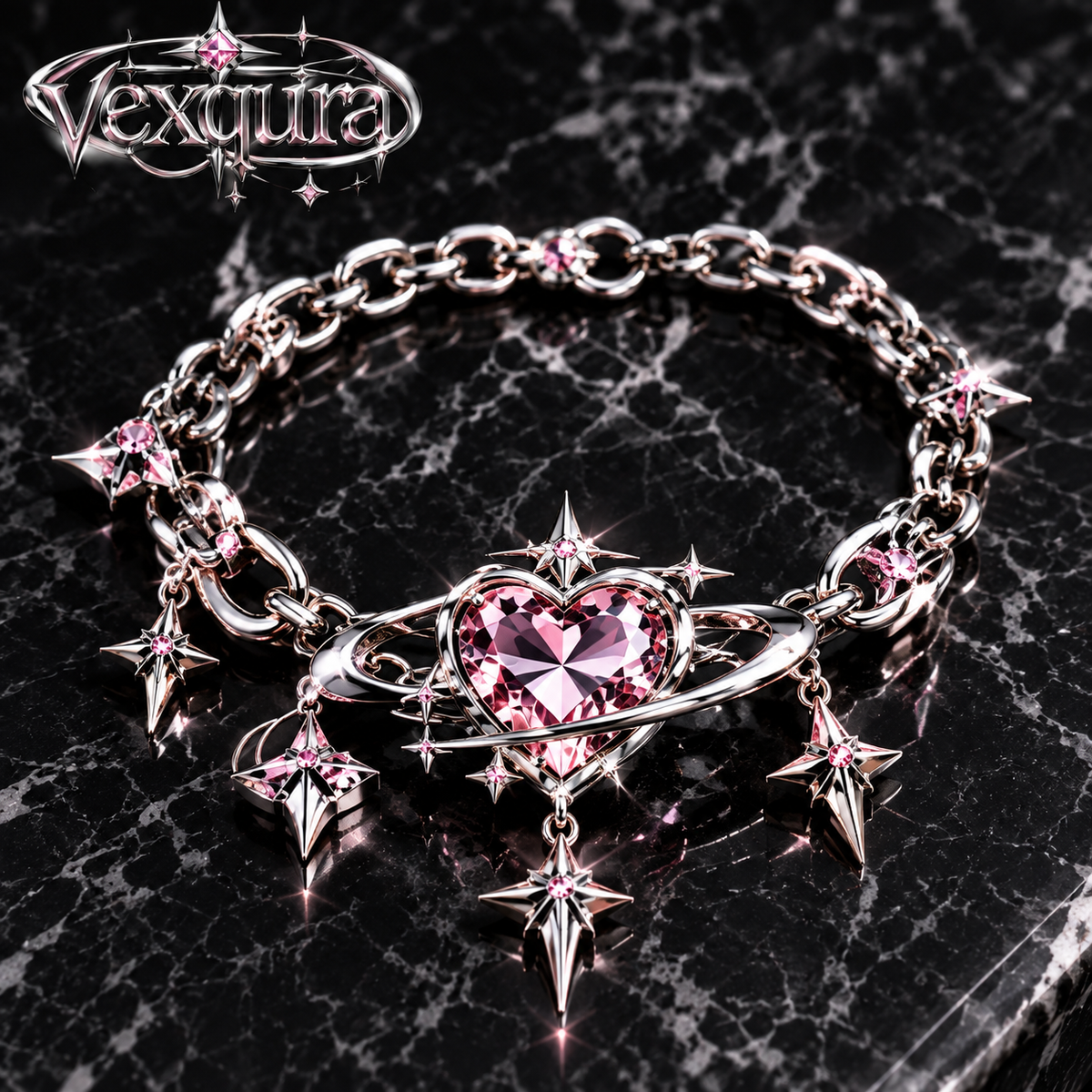 Cosmic Heart Star Bracelet