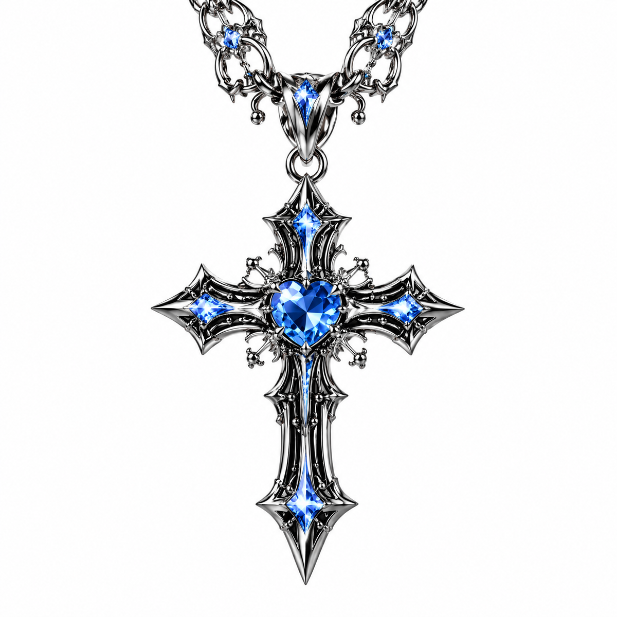 Gothic Cross Pink Crystal Necklace