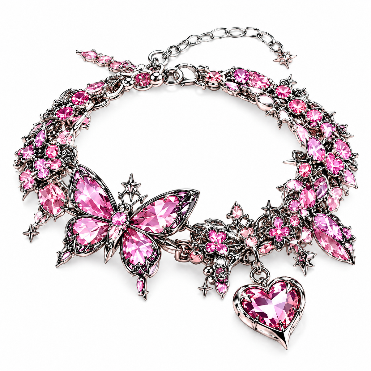 Pink Butterfly Crystal Bracelet