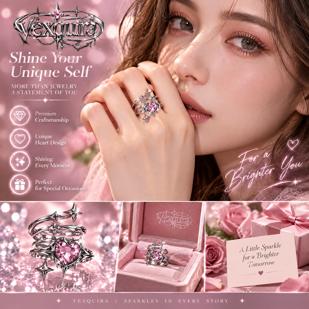 Starlight Spiral Heart Ring