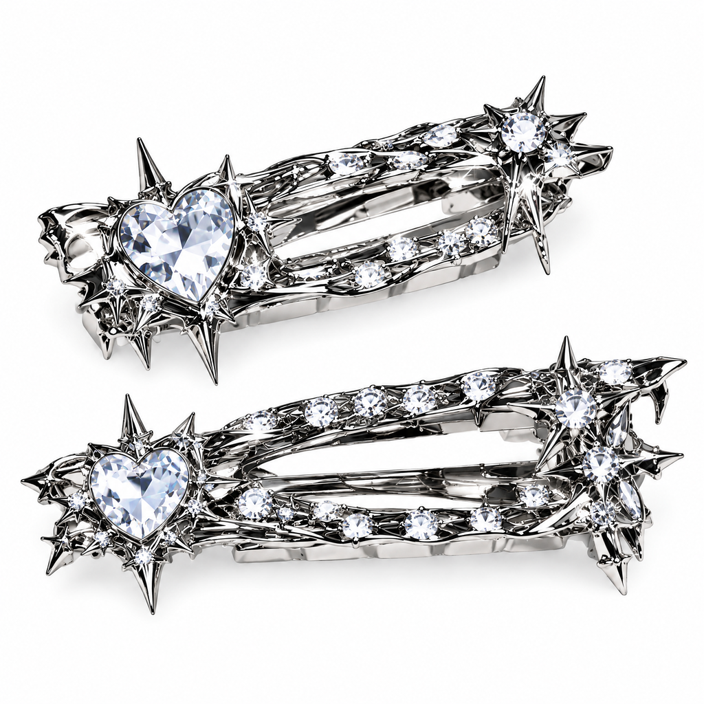 Crystal Star Heart Hair Clips Set