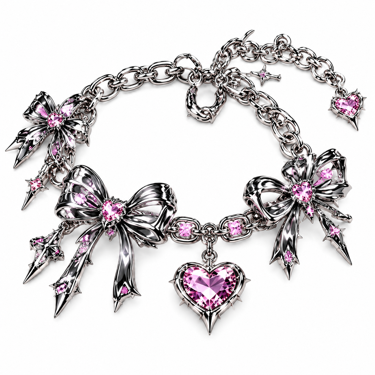 Butterfly Heart Charm Bracelet
