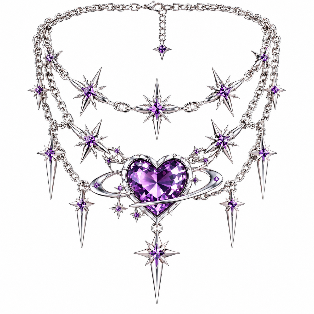 Cosmic Orbit Heart Necklace
