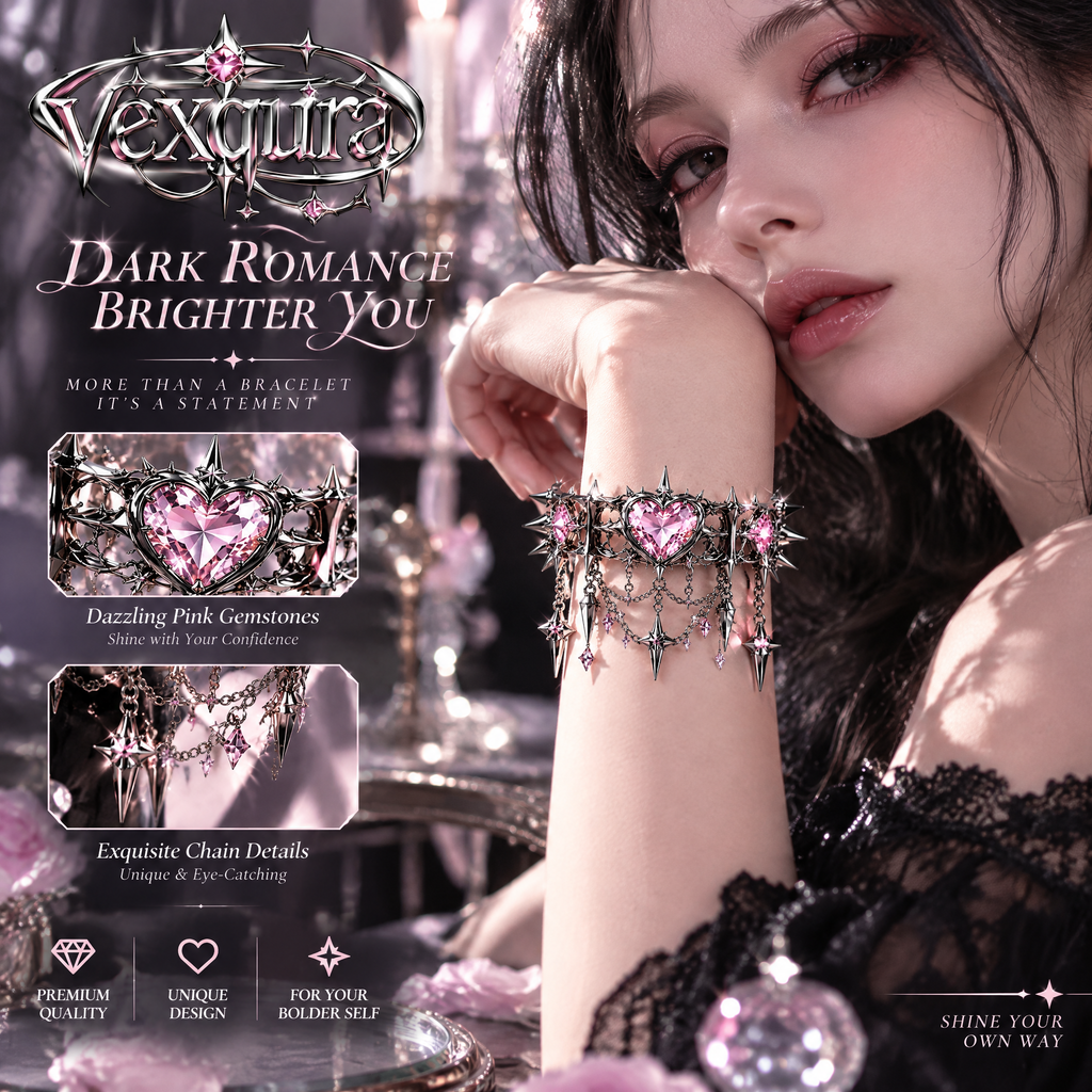 Gothic Heart Spike Cuff Bracelet