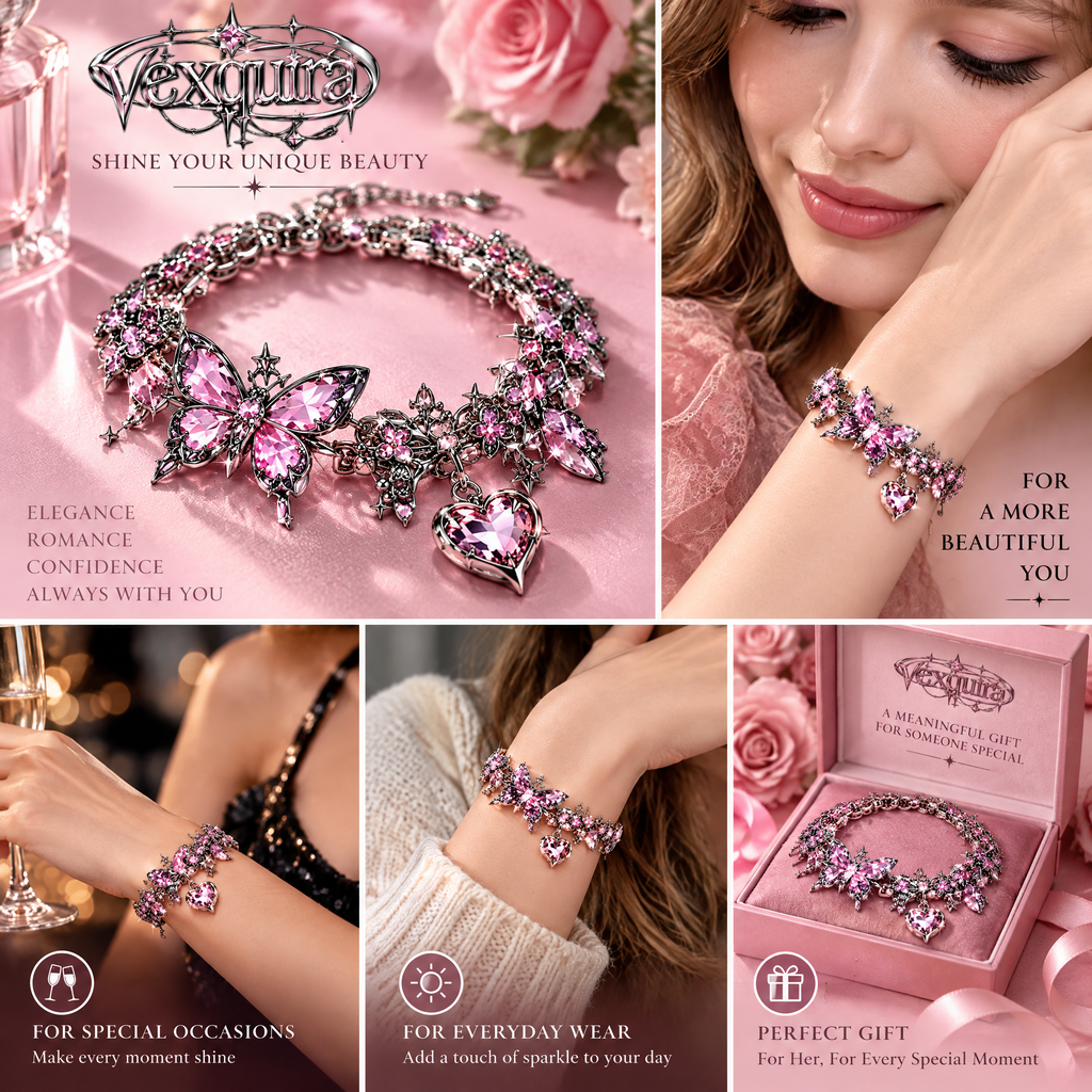 Pink Butterfly Crystal Bracelet