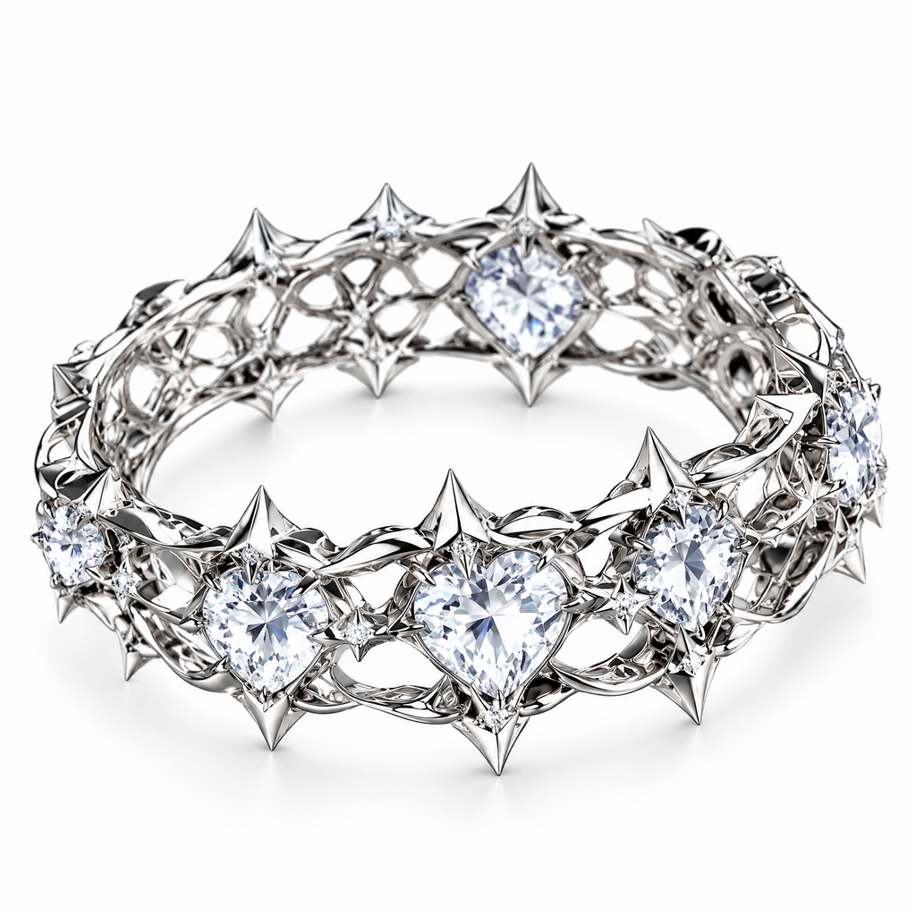 Pink Crystal Thorn Band Ring