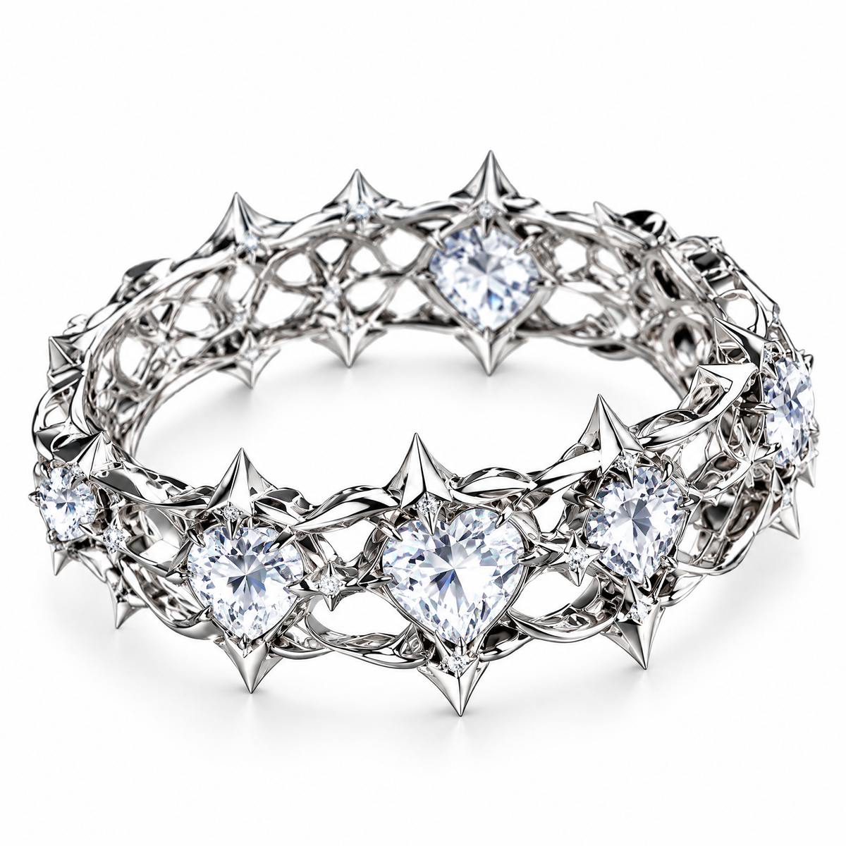 Pink Crystal Thorn Band Ring