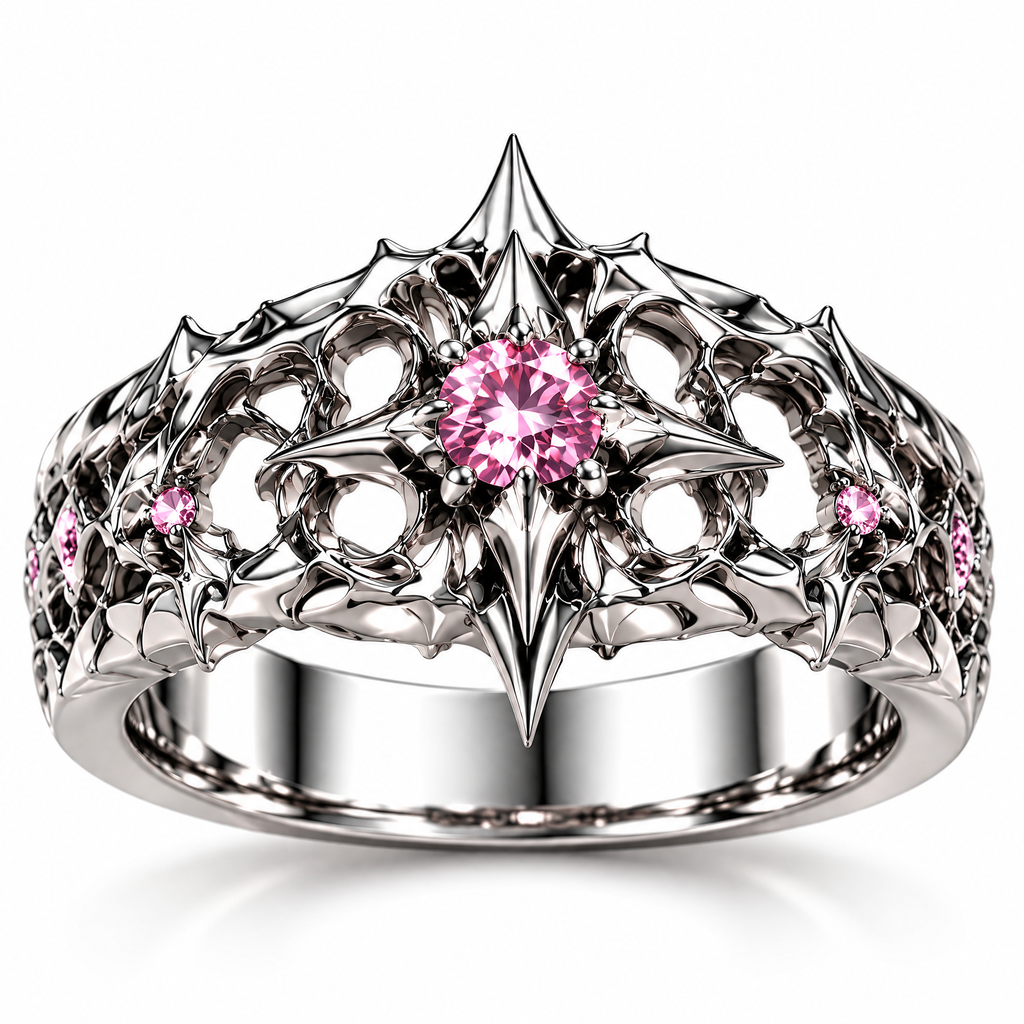 Gothic Thorn Crystal Crown Ring
