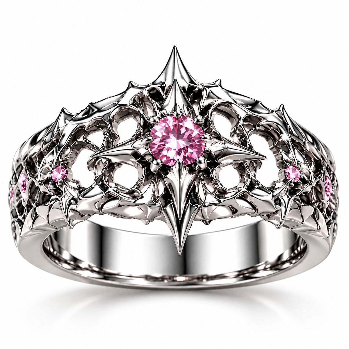 Gothic Thorn Crystal Crown Ring