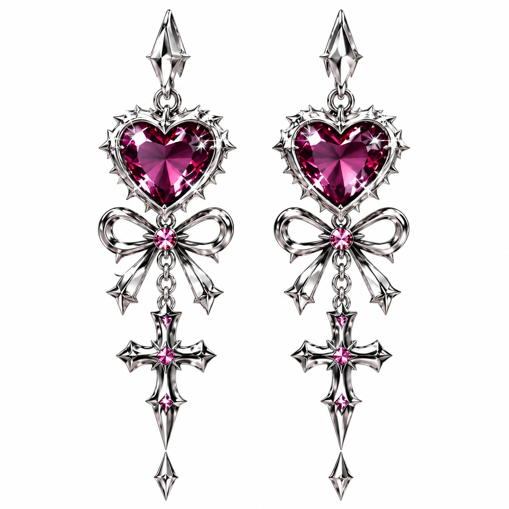 Dark Romance Heart Charm Earrings