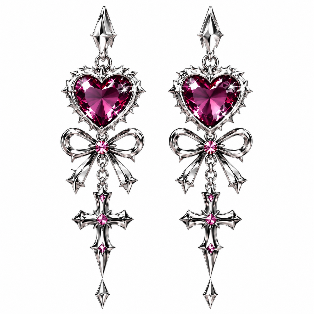 Dark Romance Heart Charm Earrings