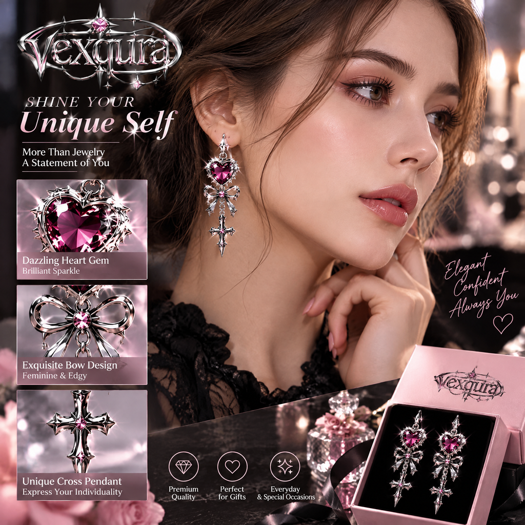 Dark Romance Heart Charm Earrings
