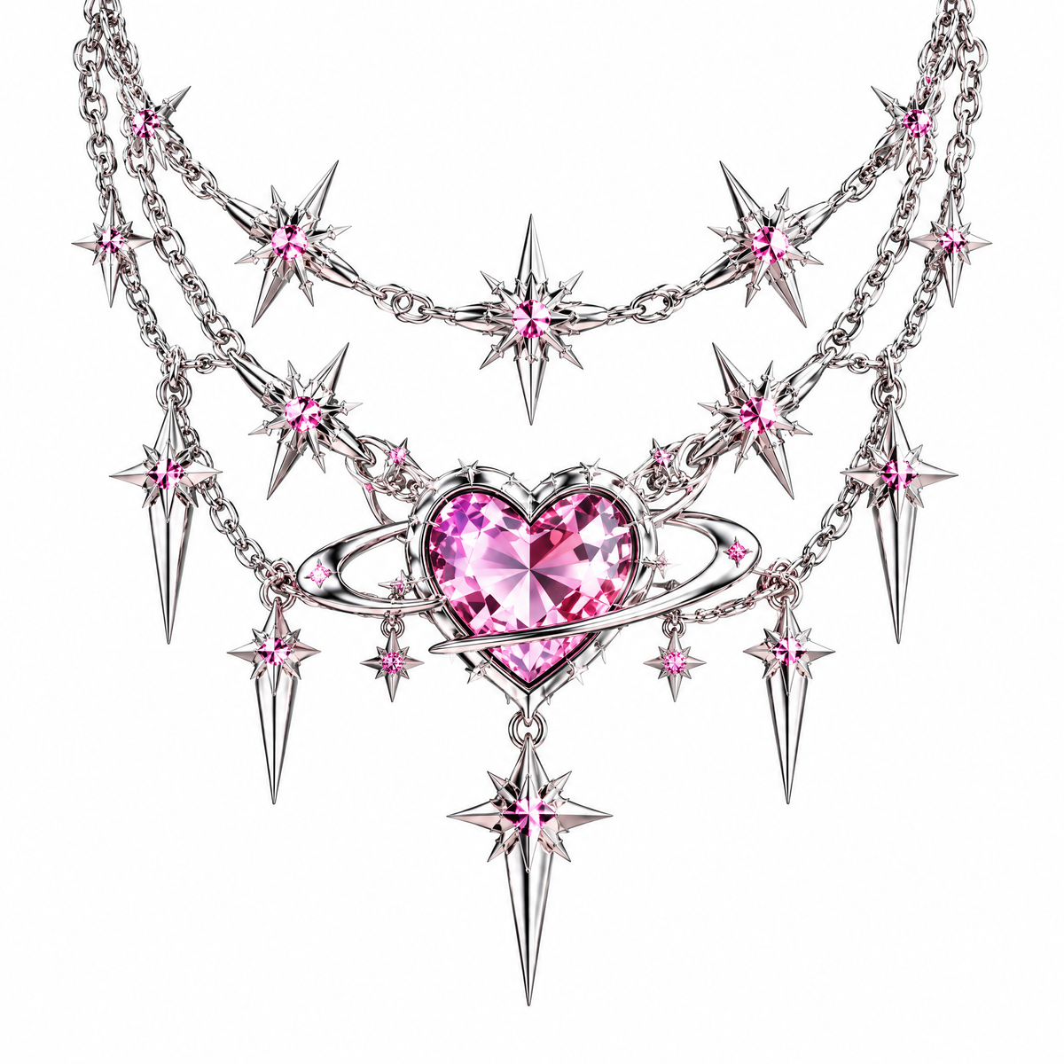 Cosmic Orbit Heart Necklace
