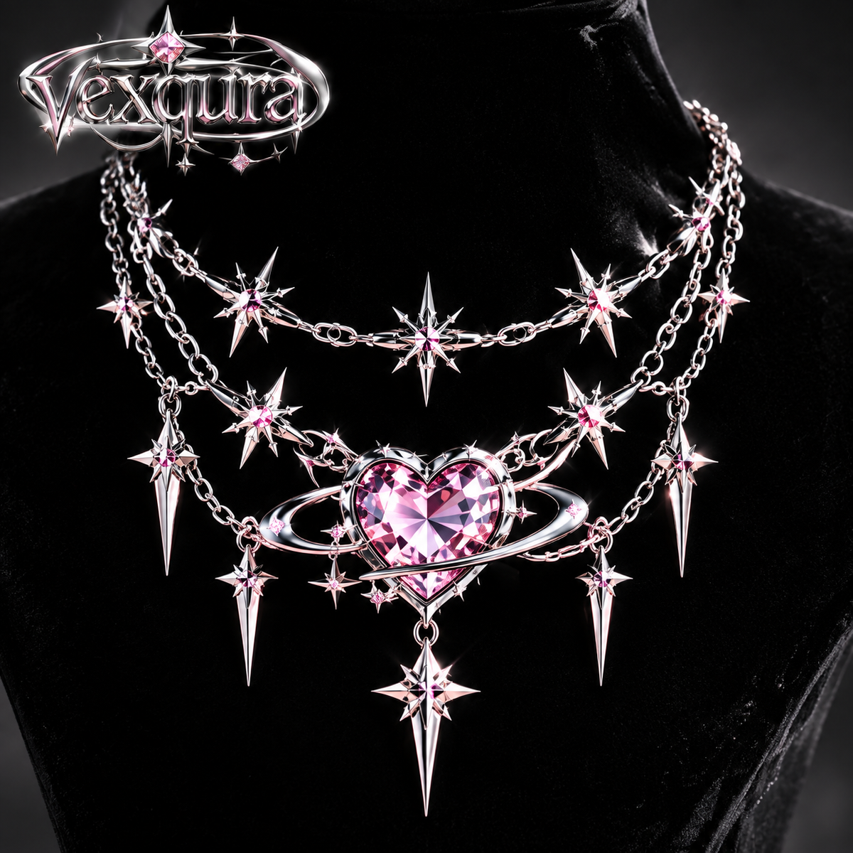 Cosmic Orbit Heart Necklace