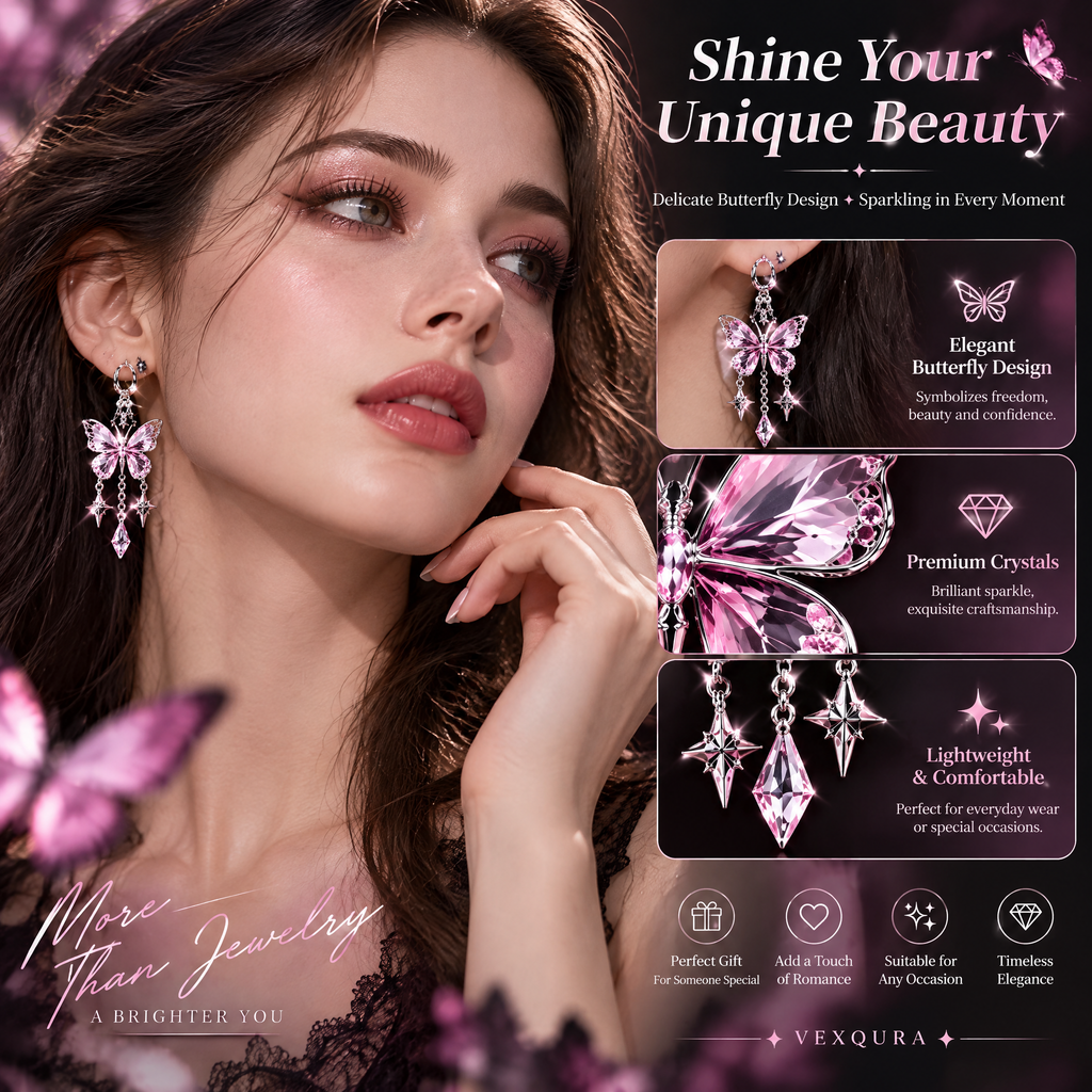 Butterfly Crystal Drop Earrings