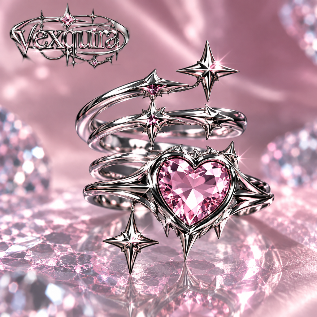 Starlight Spiral Heart Ring