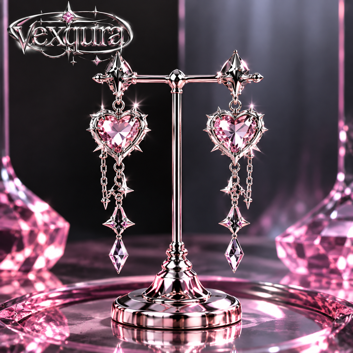 Heart Star Drop Earrings