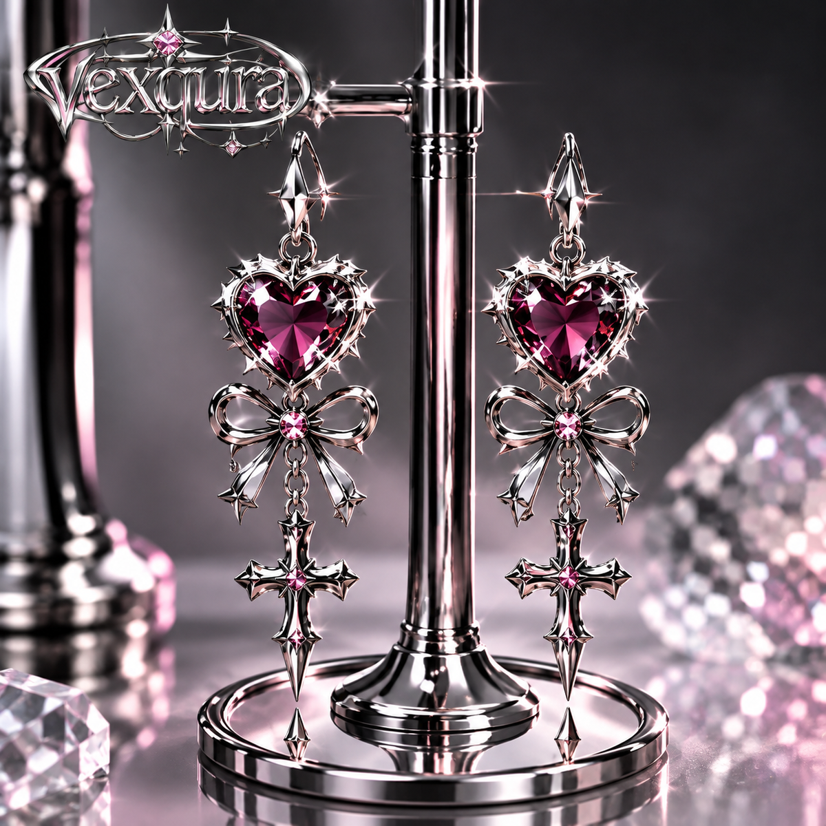 Dark Romance Heart Charm Earrings