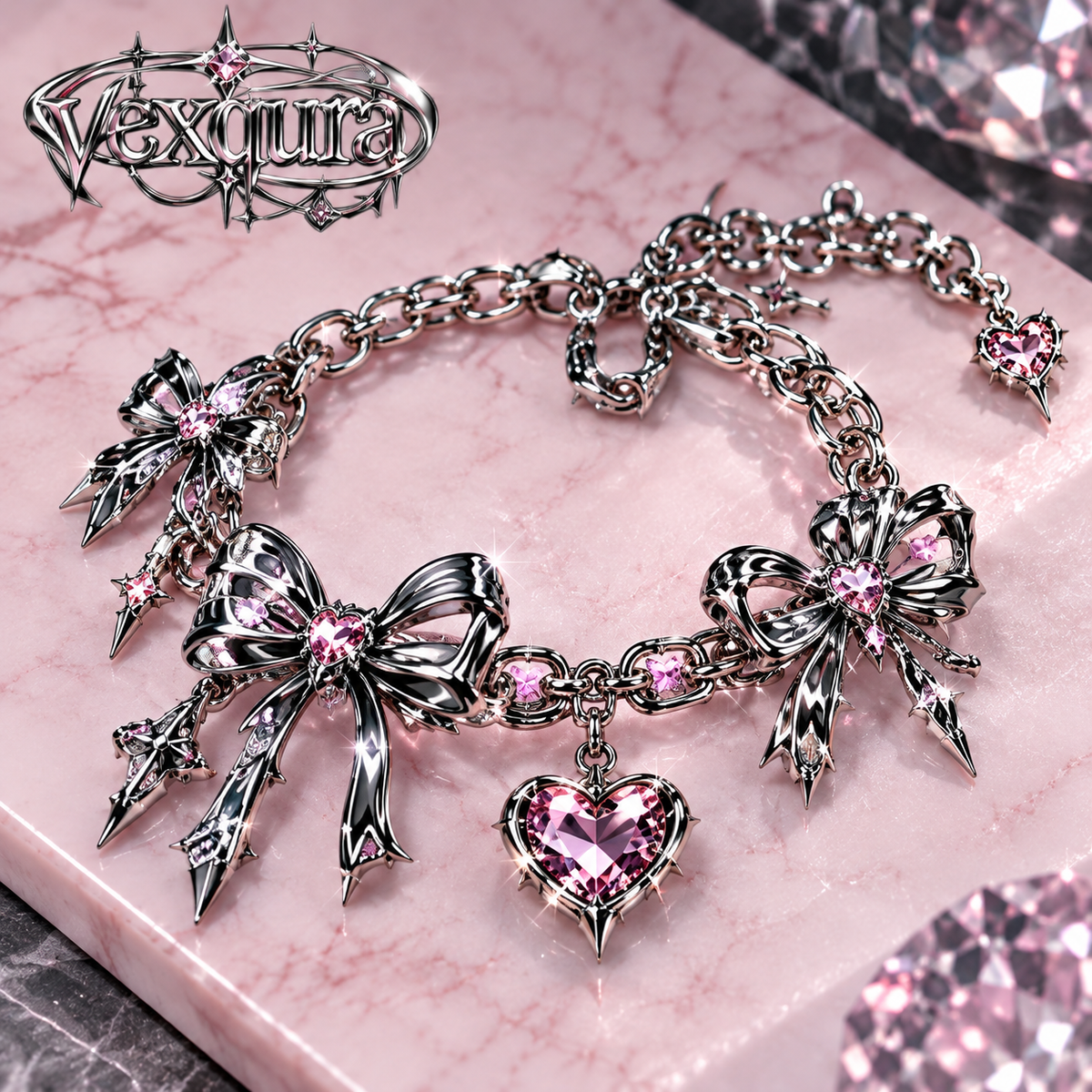 Butterfly Heart Charm Bracelet